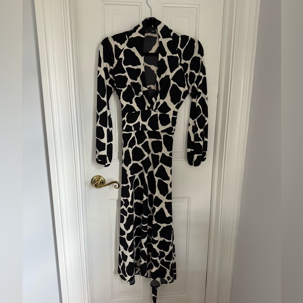 Black and White animal print midi dress.
